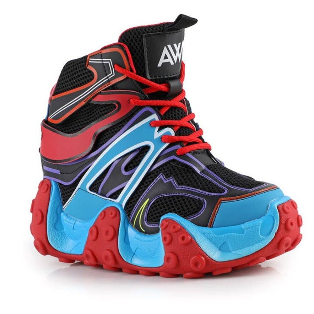 Anthony Wang Women's High Top Platform Red Blue Black Cyber Sneaker Shoes 7